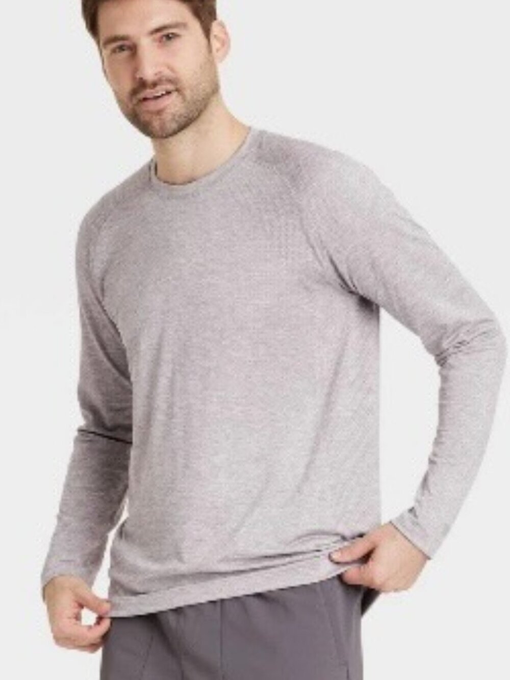 1007 MENS MEDIUM HEATHERED GRAY LONG SLEEVE SHIRT BY ALL IN MOTION